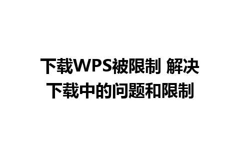 下载WPS被限制 解决下载中的问题和限制