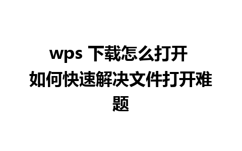 wps 下载怎么打开 如何快速解决文件打开难题