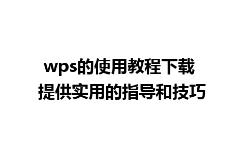 wps的使用教程下载 提供实用的指导和技巧