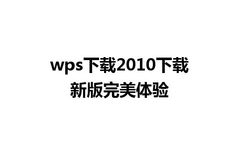 wps下载2010下载新版完美体验