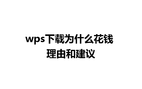 wps下载为什么花钱 理由和建议