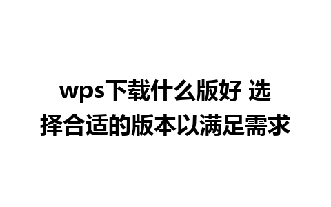 wps下载什么版好 选择合适的版本以满足需求