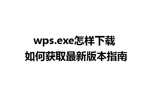 wps.exe怎样下载 如何获取最新版本指南