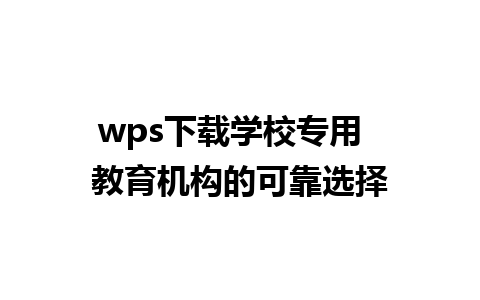 wps下载学校专用  教育机构的可靠选择