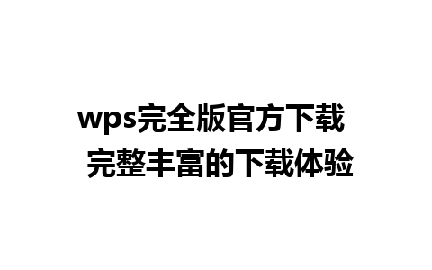 wps完全版官方下载  完整丰富的下载体验