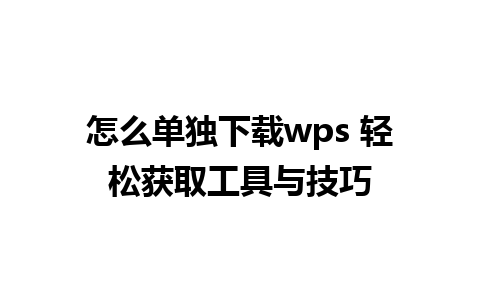 怎么单独下载wps 轻松获取工具与技巧