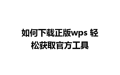 如何下载正版wps 轻松获取官方工具