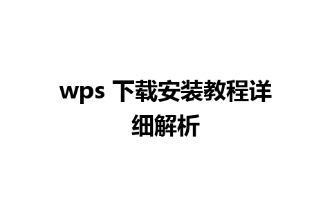 wps 下载安装教程详细解析