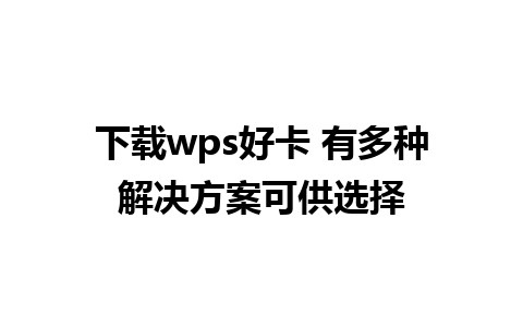 下载wps好卡 有多种解决方案可供选择