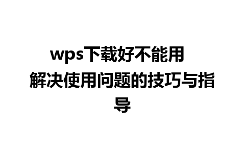 wps下载好不能用  解决使用问题的技巧与指导