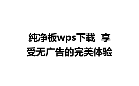 纯净板wps下载  享受无广告的完美体验