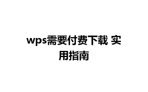 wps需要付费下载 实用指南