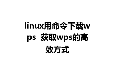 linux用命令下载wps  获取wps的高效方式