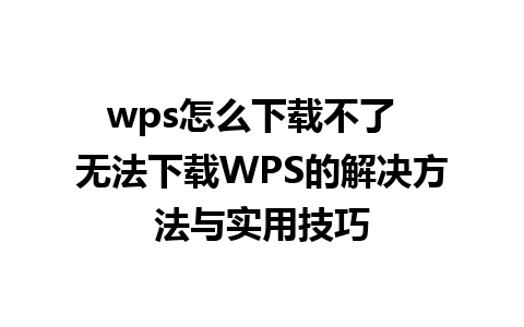 wps怎么下载不了  无法下载WPS的解决方法与实用技巧