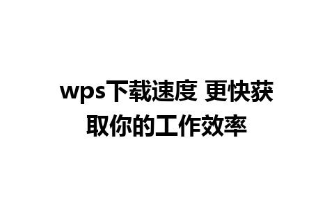 wps下载速度 更快获取你的工作效率