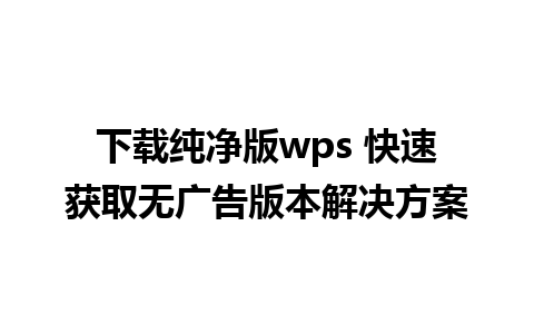 下载纯净版wps 快速获取无广告版本解决方案