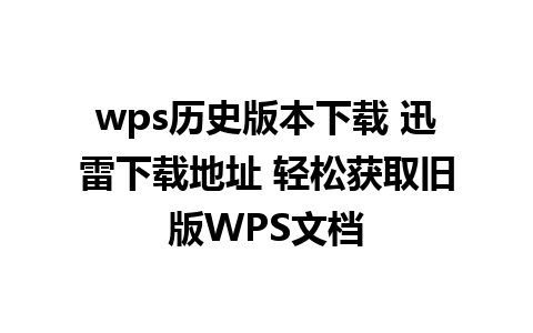 wps历史版本下载 迅雷下载地址 轻松获取旧版WPS文档