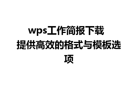 wps工作简报下载  提供高效的格式与模板选项