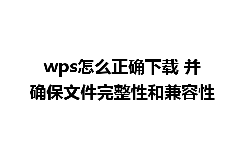 wps怎么正确下载 并确保文件完整性和兼容性