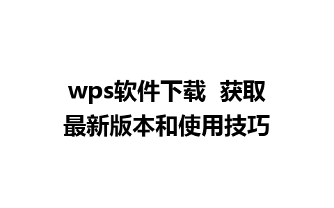 wps软件下载  获取最新版本和使用技巧