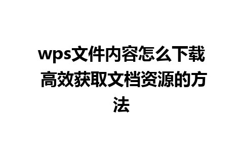 wps文件内容怎么下载 高效获取文档资源的方法