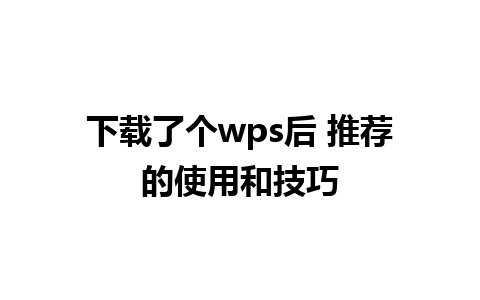 下载了个wps后 推荐的使用和技巧