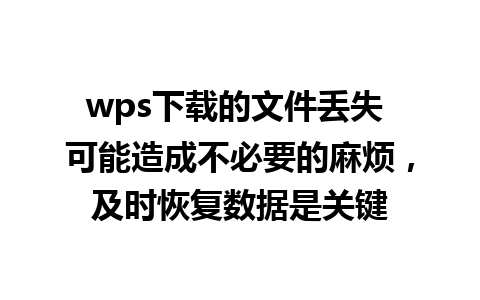 wps下载的文件丢失 可能造成不必要的麻烦，及时恢复数据是关键