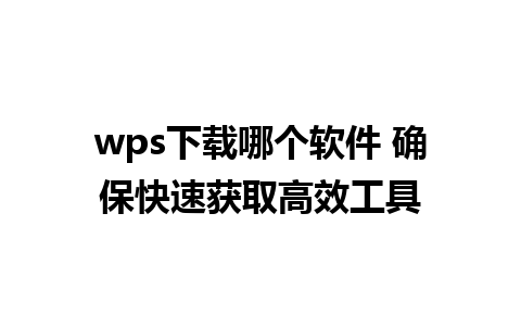 wps下载哪个软件 确保快速获取高效工具