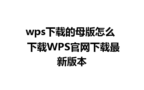 wps下载的母版怎么  下载WPS官网下载最新版本