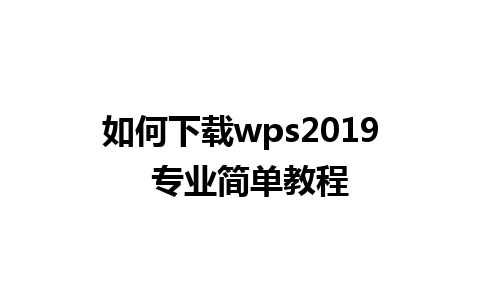 如何下载wps2019  专业简单教程