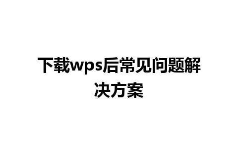 下载wps后常见问题解决方案