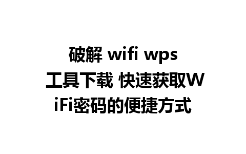 破解 wifi wps 工具下载 快速获取WiFi密码的便捷方式