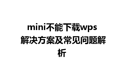 mini不能下载wps 解决方案及常见问题解析