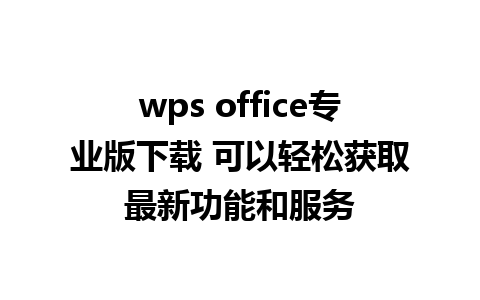  wps office专业版下载 可以轻松获取最新功能和服务