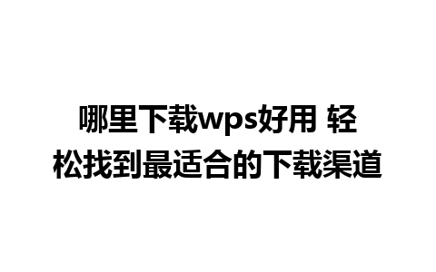 哪里下载wps好用 轻松找到最适合的下载渠道