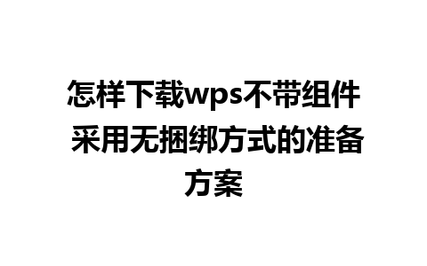 怎样下载wps不带组件 采用无捆绑方式的准备方案