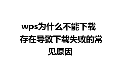 wps为什么不能下载  存在导致下载失败的常见原因