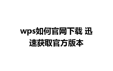 wps如何官网下载 迅速获取官方版本