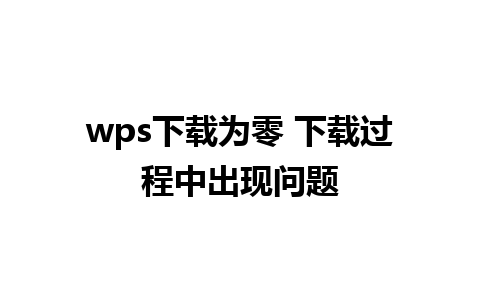 wps下载为零 下载过程中出现问题