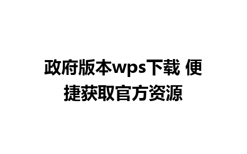 政府版本wps下载 便捷获取官方资源