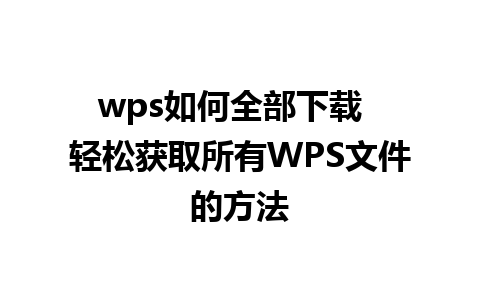 wps如何全部下载  轻松获取所有WPS文件的方法