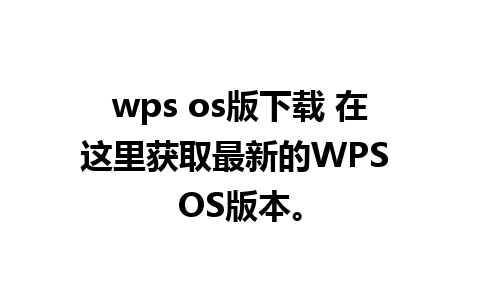 wps os版下载 在这里获取最新的WPS OS版本。