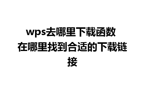 wps去哪里下载函数 在哪里找到合适的下载链接