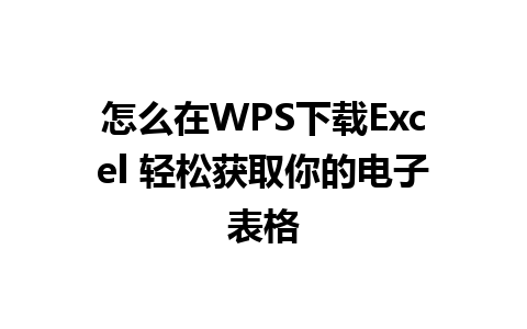 怎么在WPS下载Excel 轻松获取你的电子表格