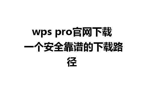 wps pro官网下载 一个安全靠谱的下载路径