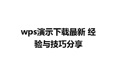 wps演示下载最新 经验与技巧分享