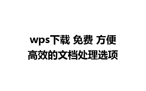 wps下载 免费 方便高效的文档处理选项