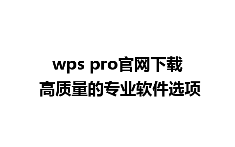 wps pro官网下载 高质量的专业软件选项