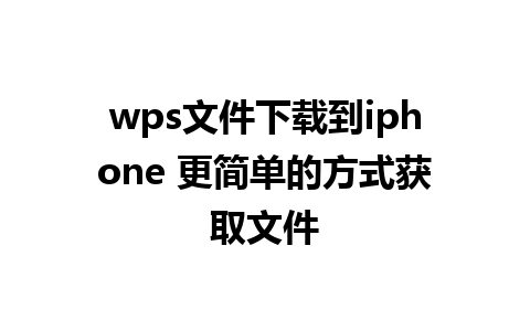 wps文件下载到iphone 更简单的方式获取文件