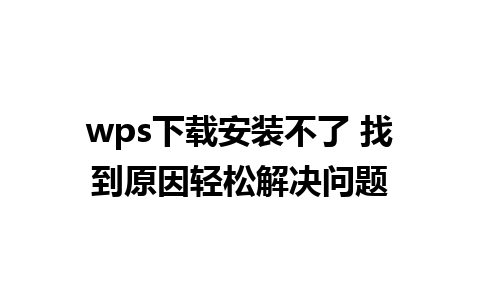 wps下载安装不了 找到原因轻松解决问题